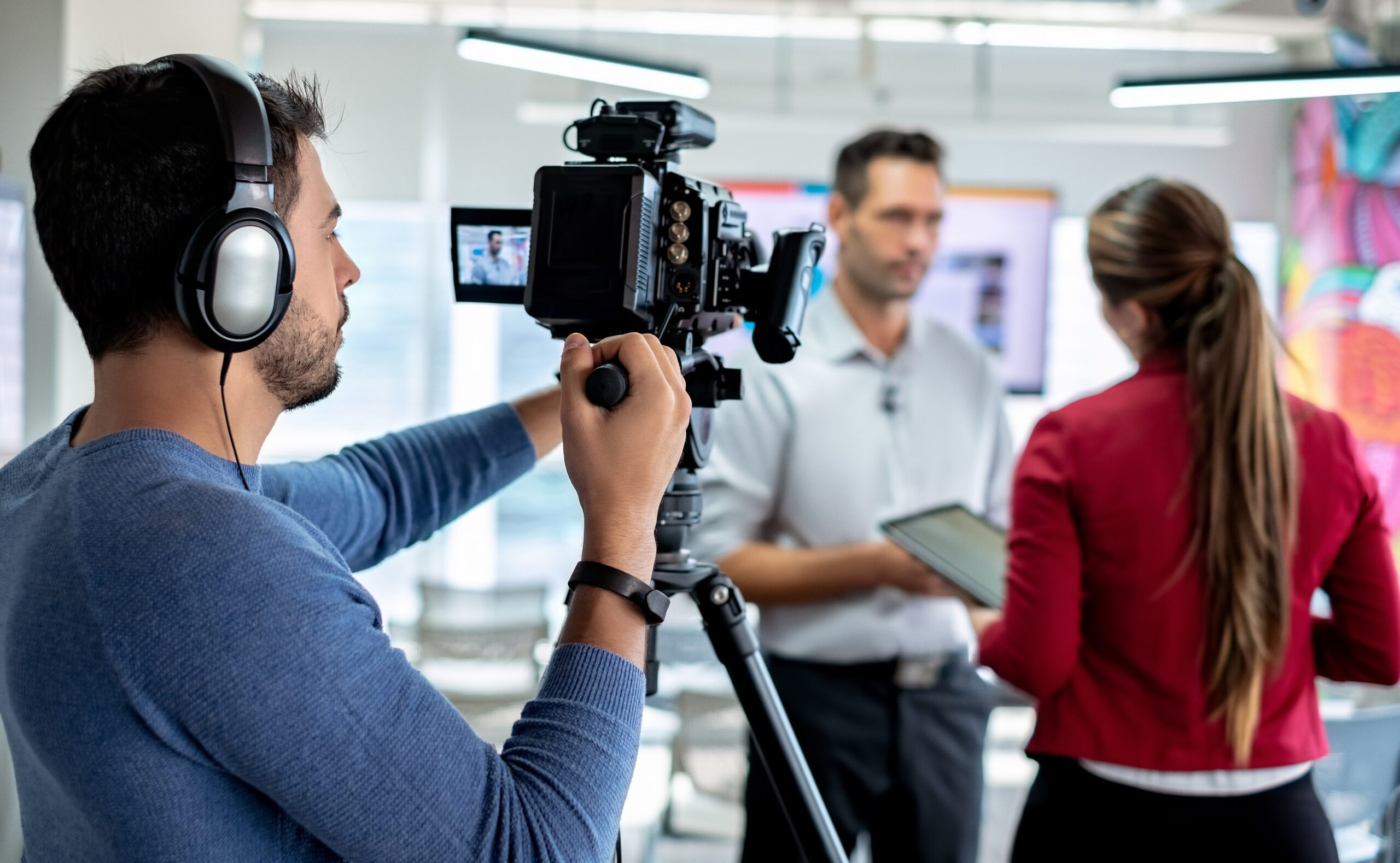 Businessman Getting Speaking On Camera Training